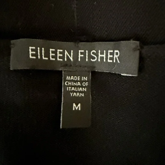Eileen Fisher M Merino Wool Wide Sleeve Cropped Open Cardigan Black Lagenlook - Picture 8 of 9